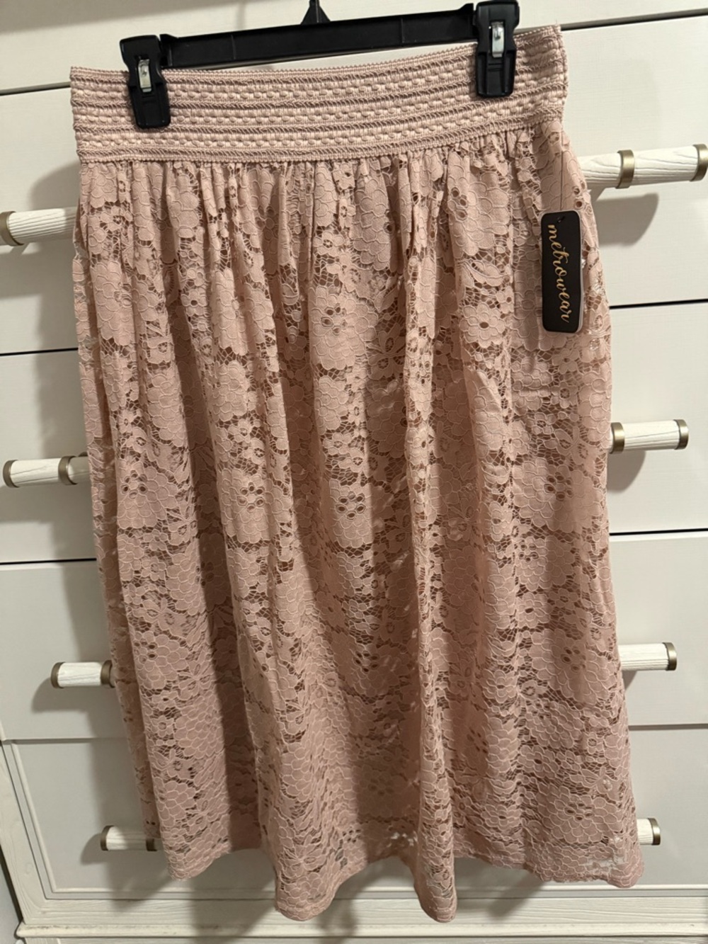 Metro Wear Blush Lace Midi Skirt